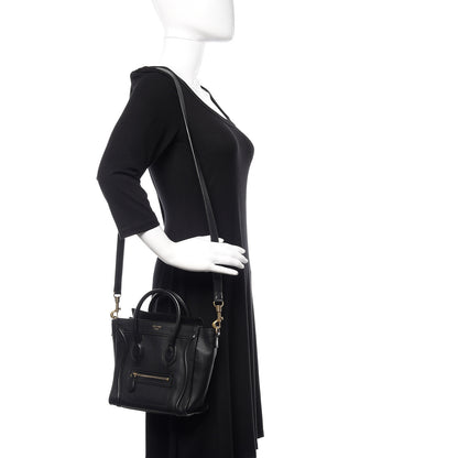 Celine Smooth Calfskin Nano Luggage Black 2 of 9