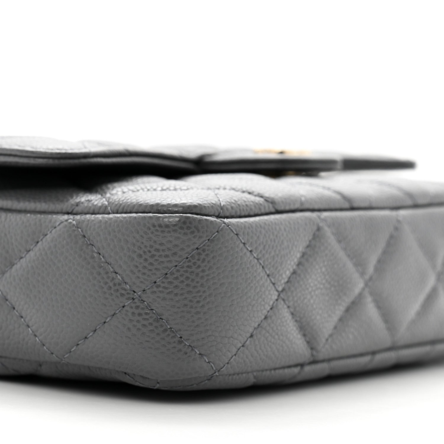 Chanel Caviar Quilted Flap Phone Holder With Chain Grey 11 of 14