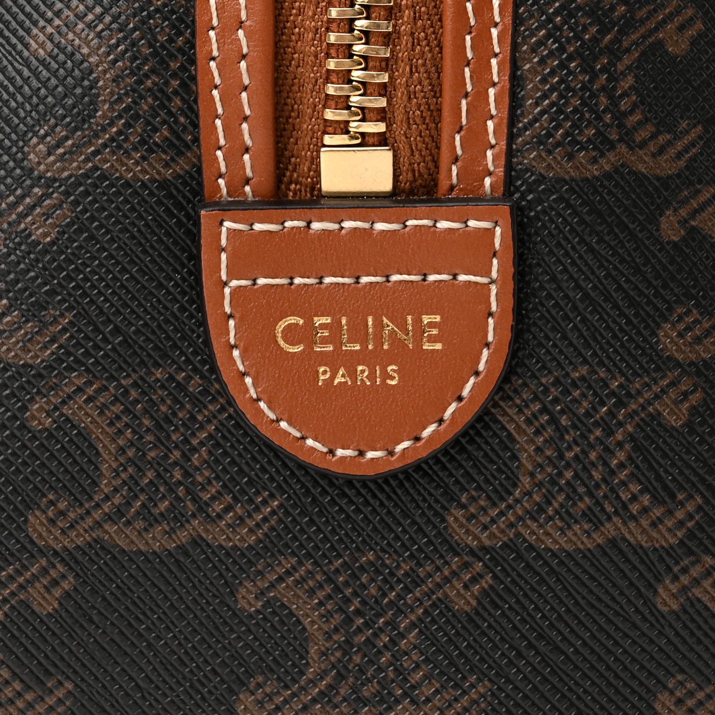 Triomphe Canvas Calfskin Small Boston Bag Tan