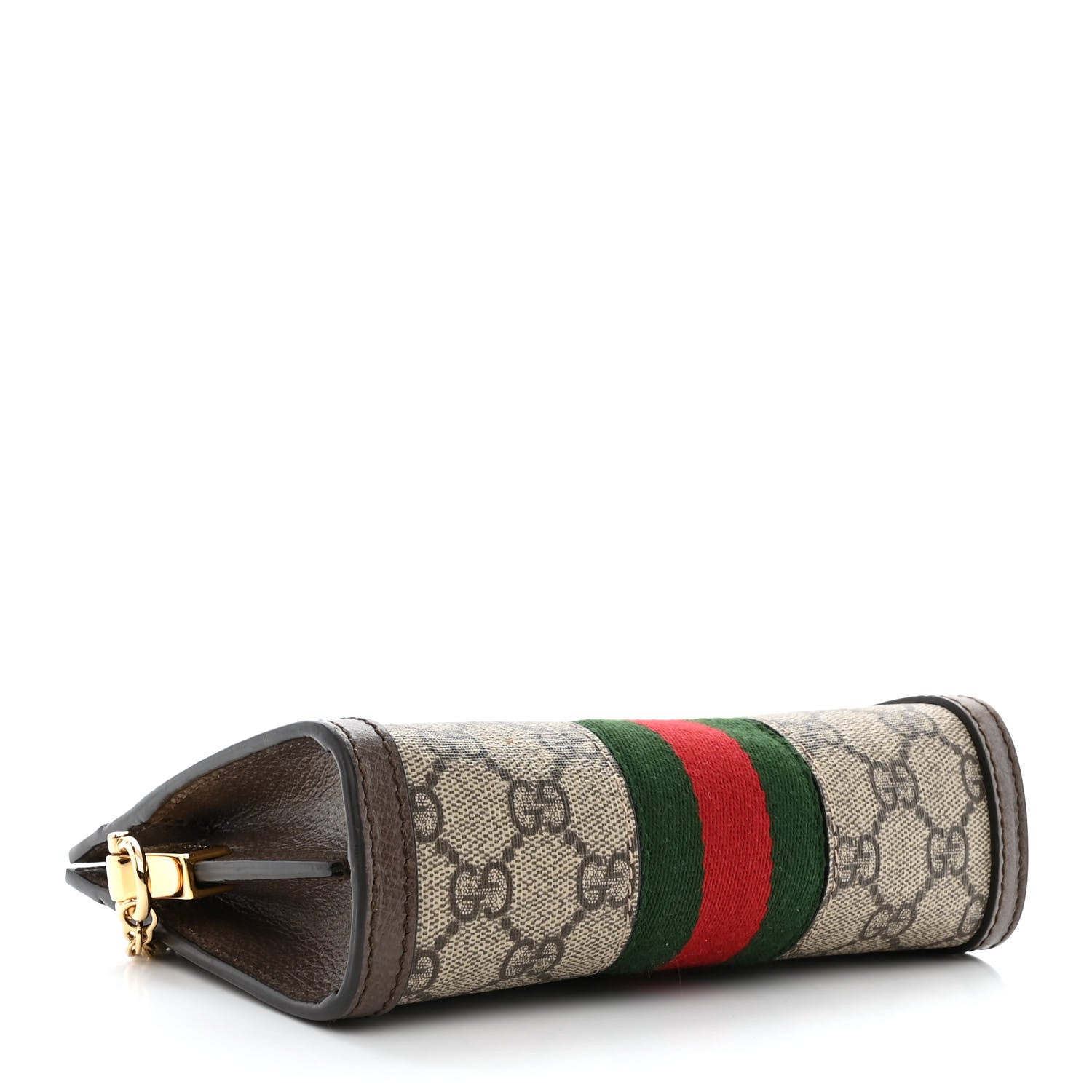 Gucci GG Supreme Monogram Textured Dollar Calfskin Web Mini Ophidia Chain Shoulder Bag Beige Ebony New Acero 4 of 12