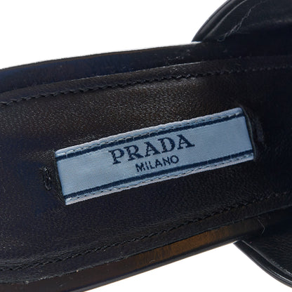 Prada Spazzolato Metal Triangle Logo 75mm Slide Sandals 39 Black 7 of 8