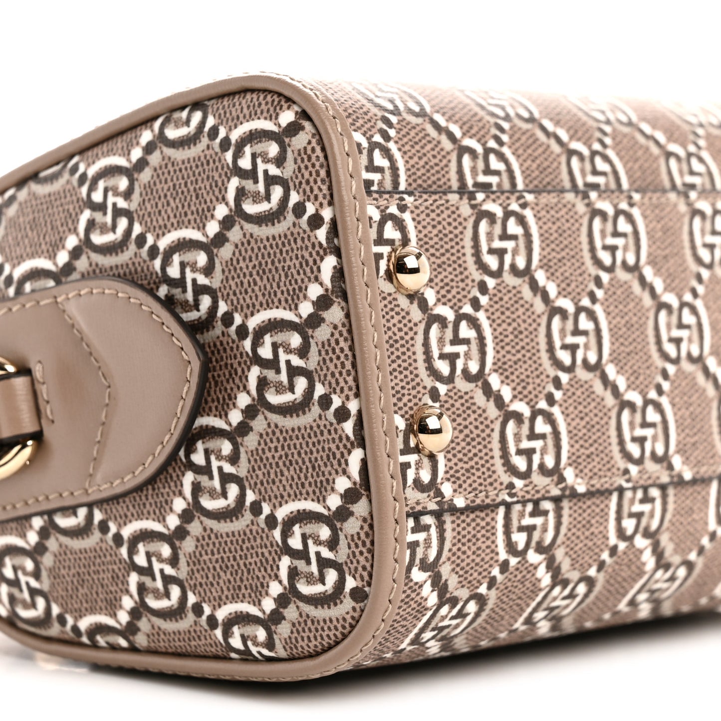 GG Shadow Monogram Super Mini Ophidia Top Handle Bowler Bag Taupe