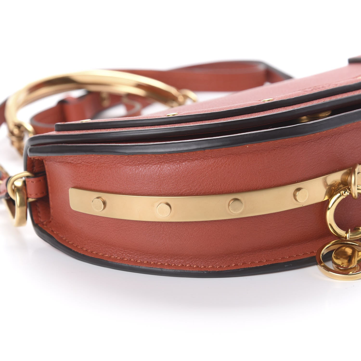 Chloe Calfskin Small Nile Bracelet Minaudiere Bag Sepia Red 6 of 9
