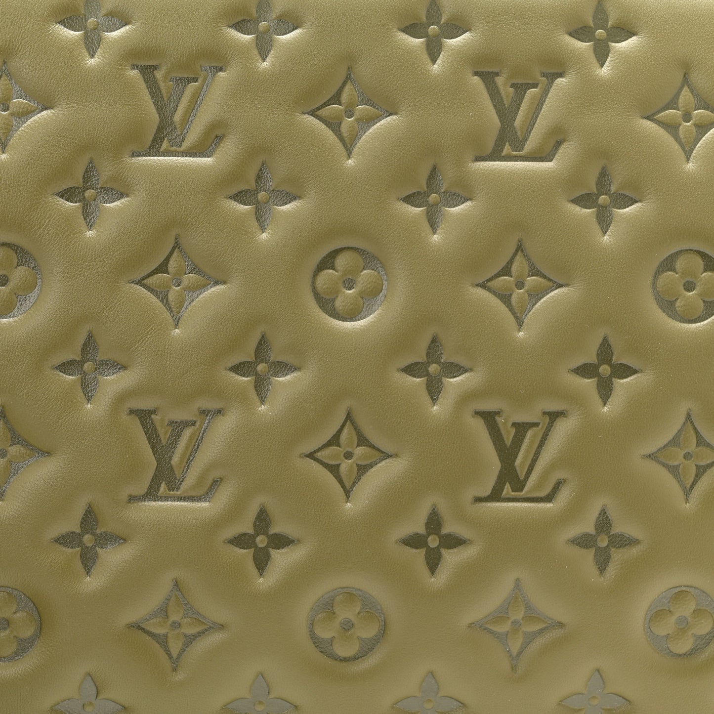 Lambskin Embossed Monogram Coussin MM Khaki