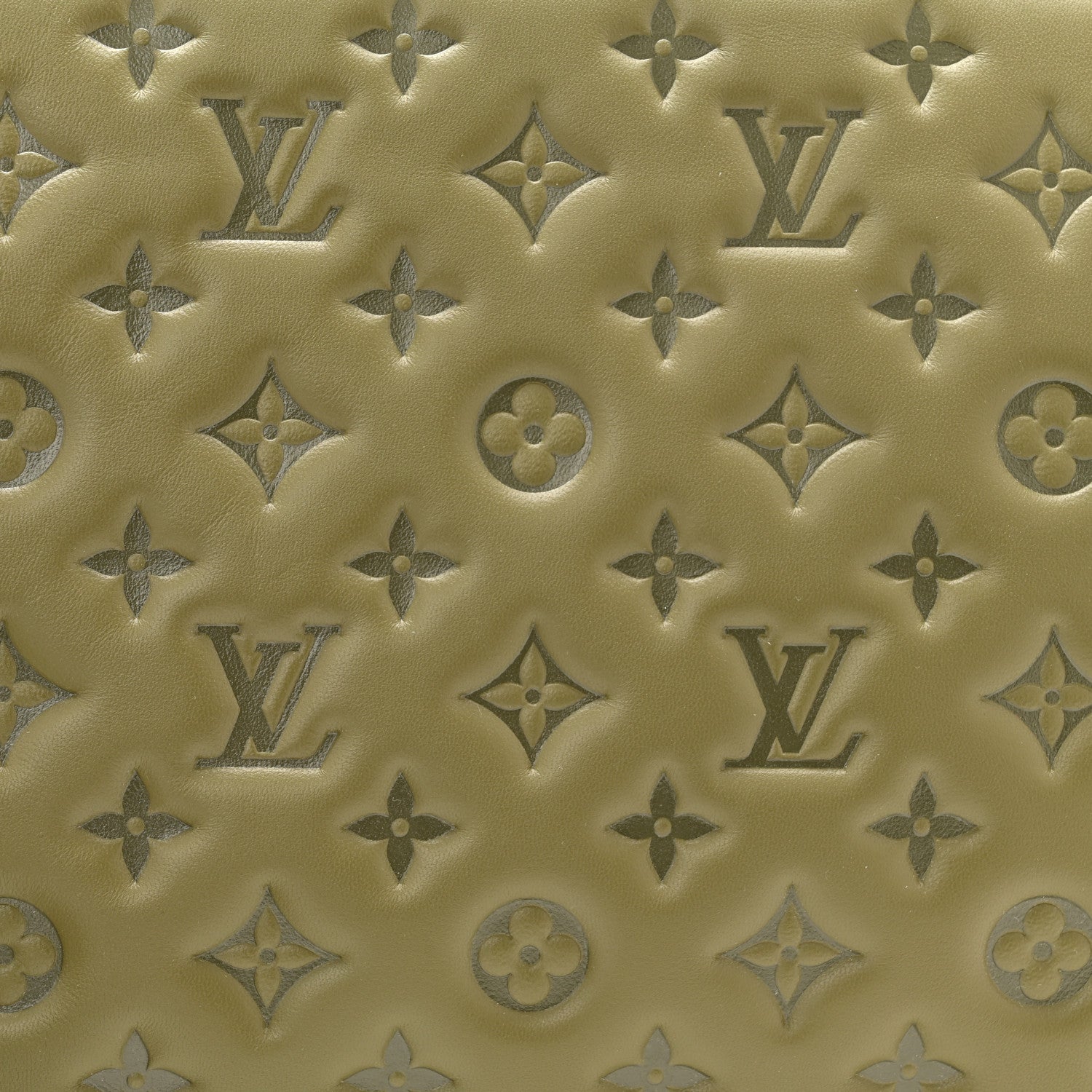 Louis Vuitton Lambskin Embossed Monogram Coussin MM Khaki 7 of 9