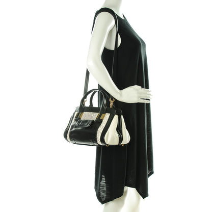 Chloe Calfskin Lizard Embossed Mini Alice Satchel Black White 2 of 8