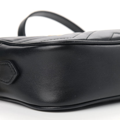 Gucci Calfskin Matelasse Mini GG Marmont Chain Shoulder Bag Black 8 of 11