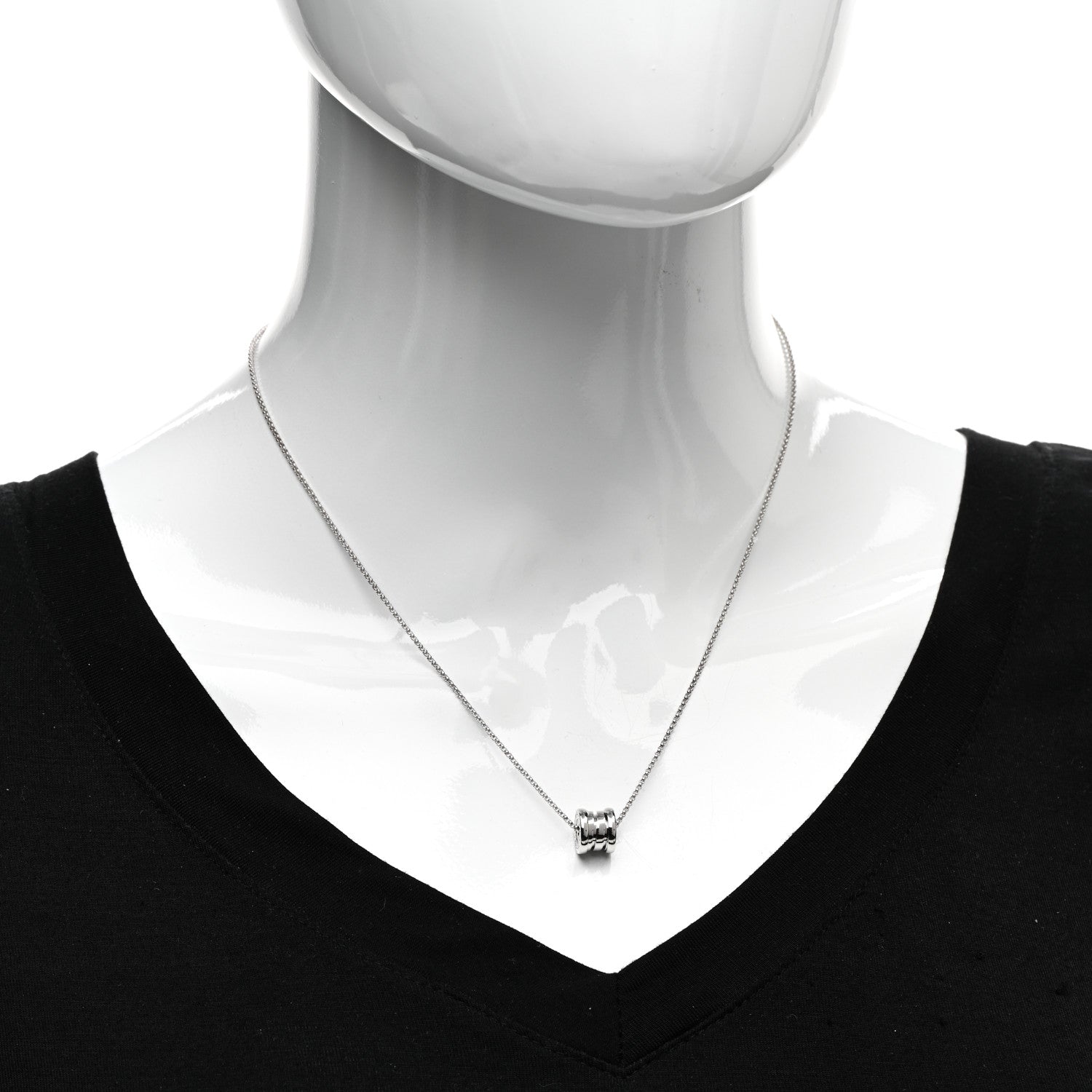 Bulgari 18K White Gold Mini B.Zero1 Pendant Necklace 2 of 5