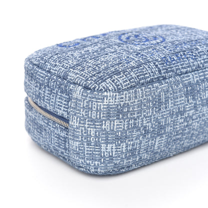 Chanel Woven Straw Raffia Deauville Cosmetic Pouch Blue 8 of 10