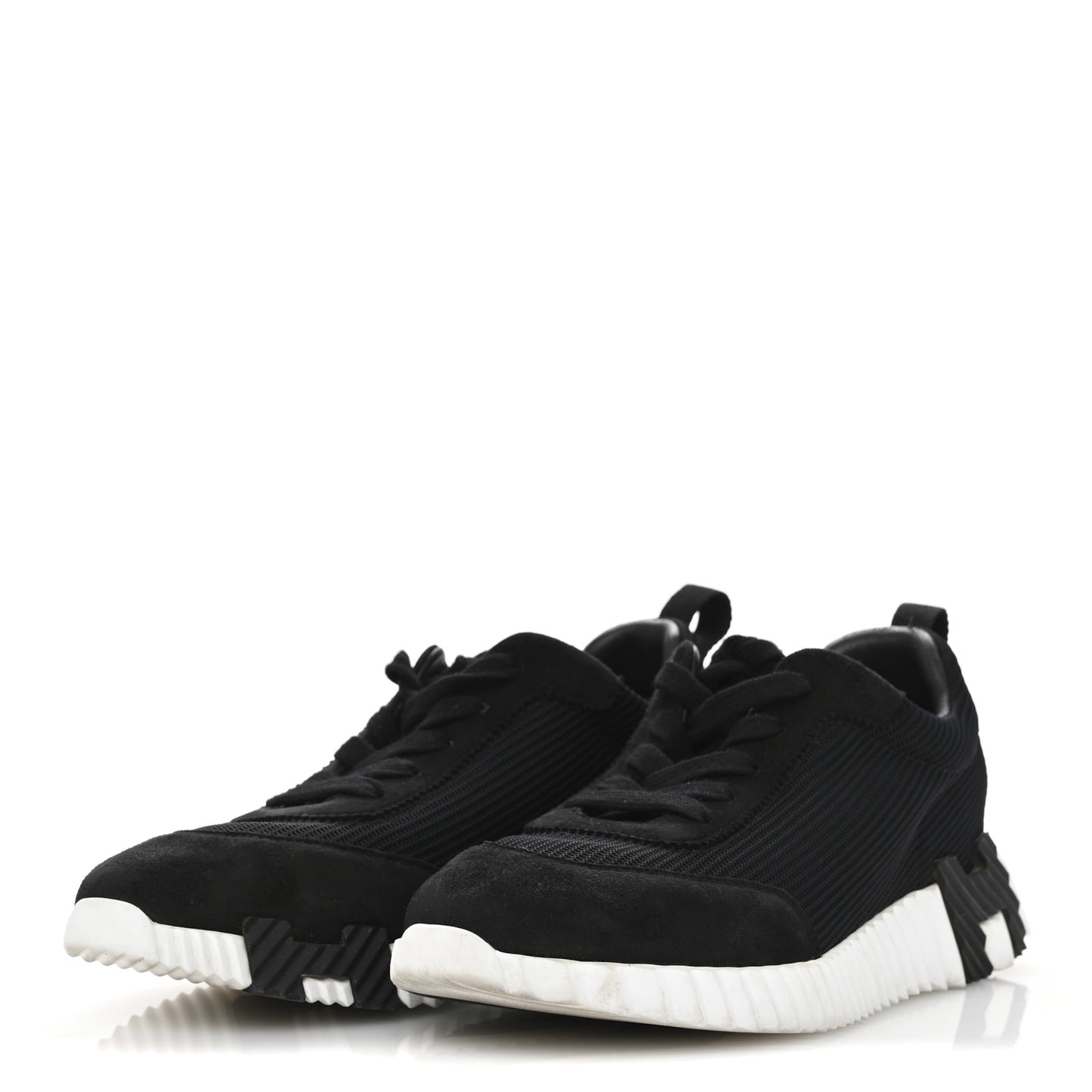 Technical Mesh Suede Goatskin Bouncing Sneakers 38.5 Black
