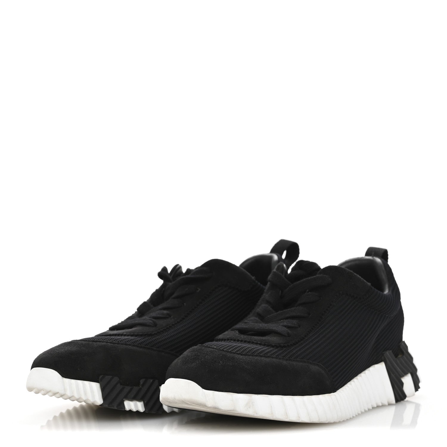 Hermes Technical Mesh Suede Goatskin Bouncing Sneakers 38.5 Black 4 of 12