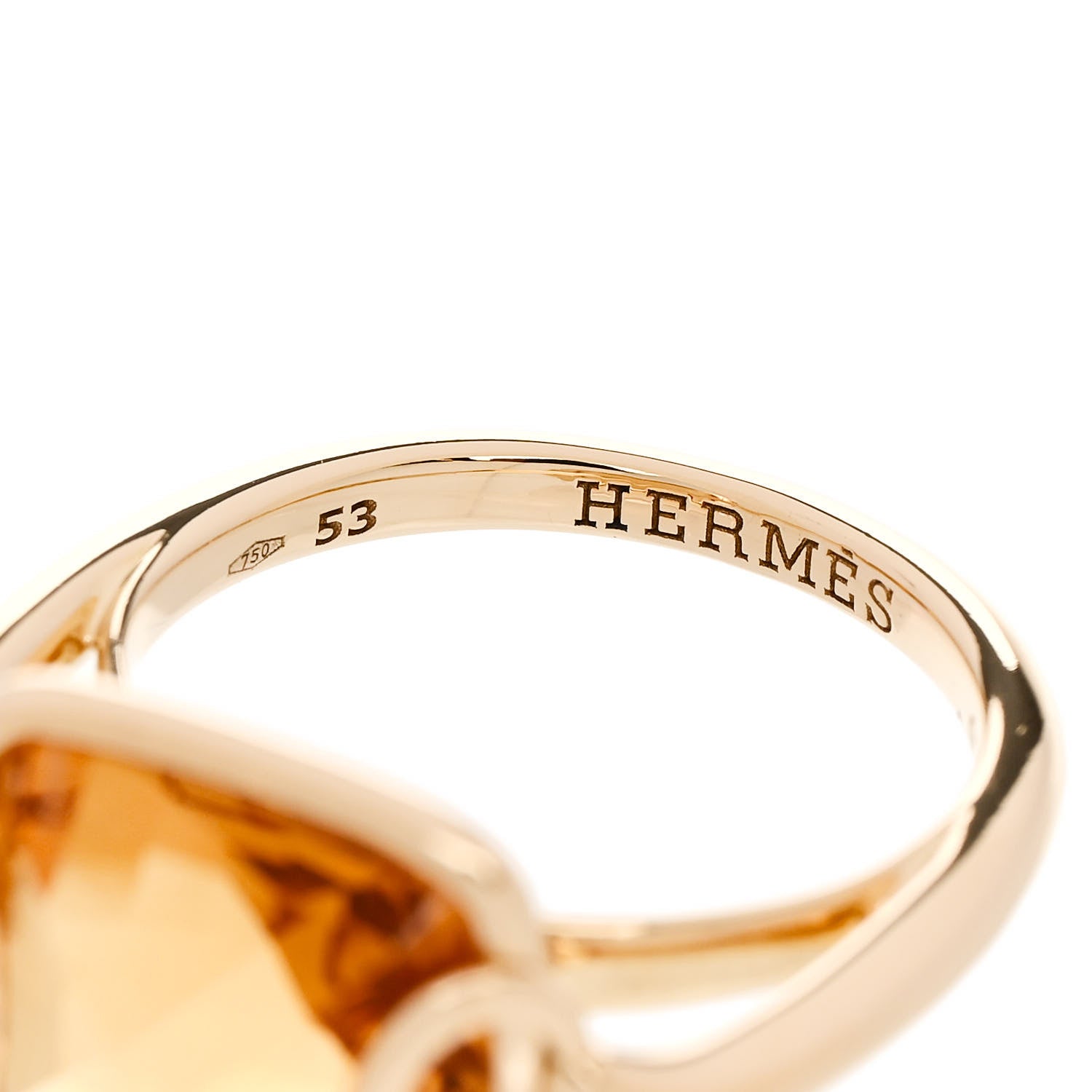 Hermes 18K Yellow Gold Citrine Nausicaa Ring 53 6.5 5 of 8