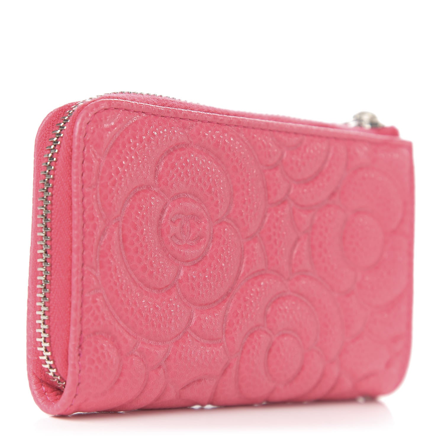 Chanel Caviar Camellia Embossed Key Holder Case Pink 3 of 8