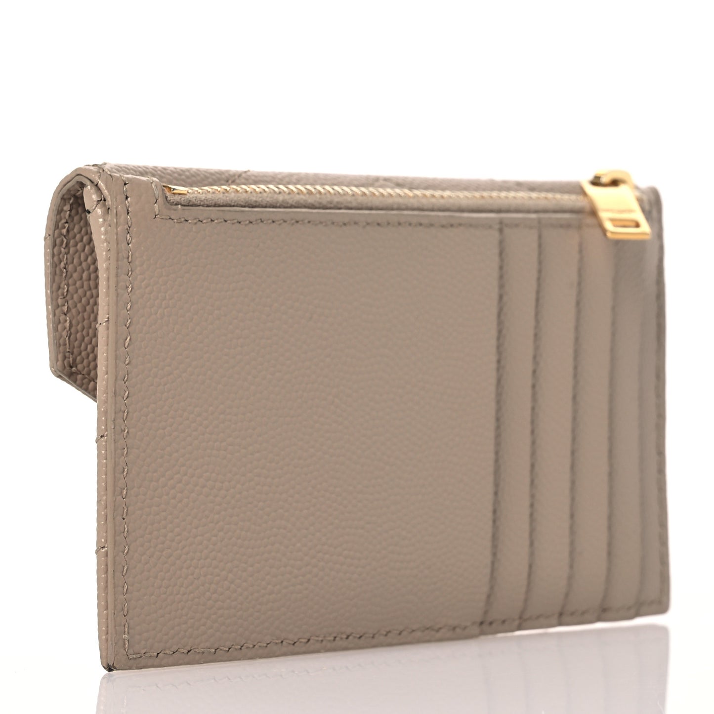 Grain De Poudre Matelasse Chevron Monogram Compact Wallet Dark Beige