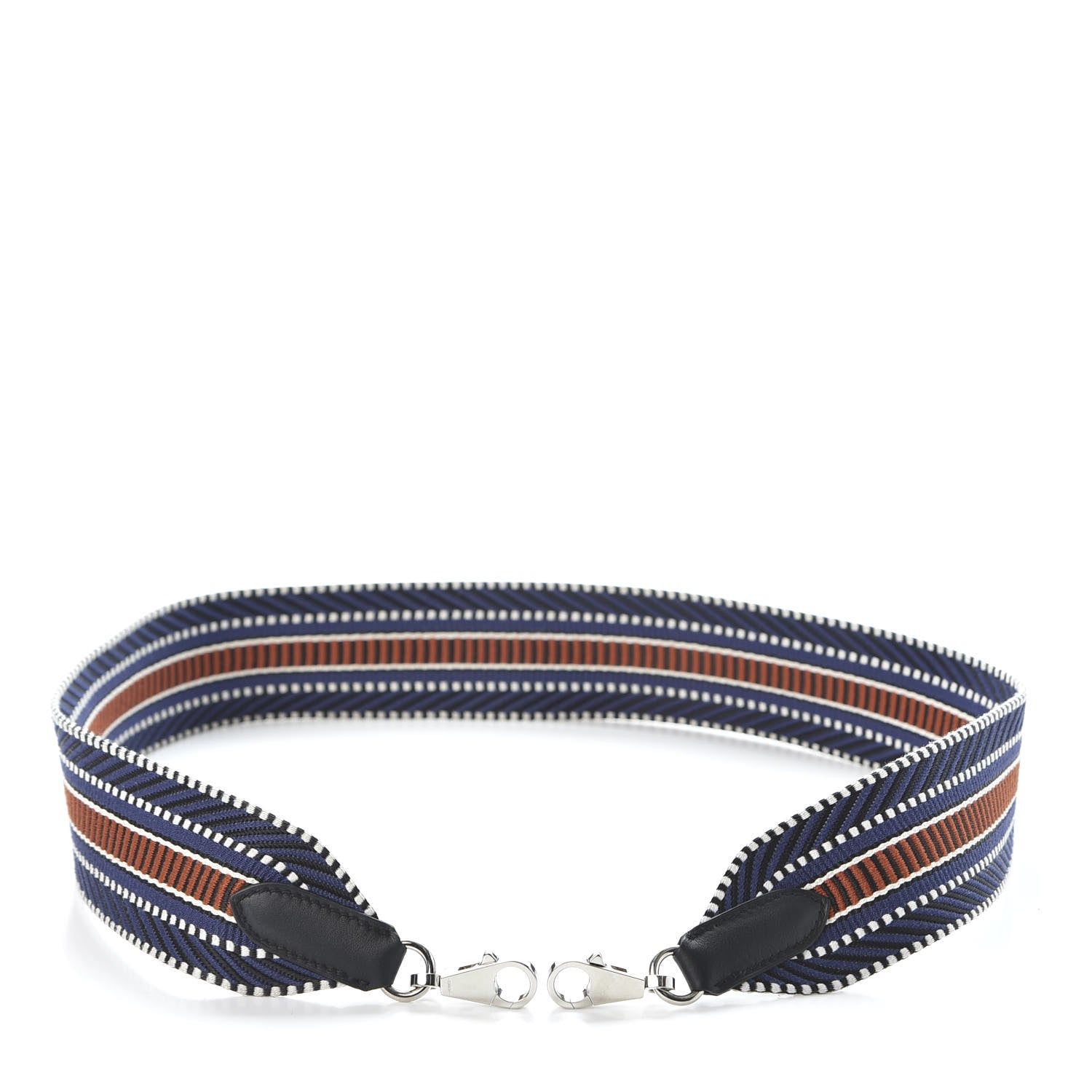 Hermes Toile Swift 50mm Sangle Cavale Shoulder Strap Bleu Encre Cuivre Black 2 of 6