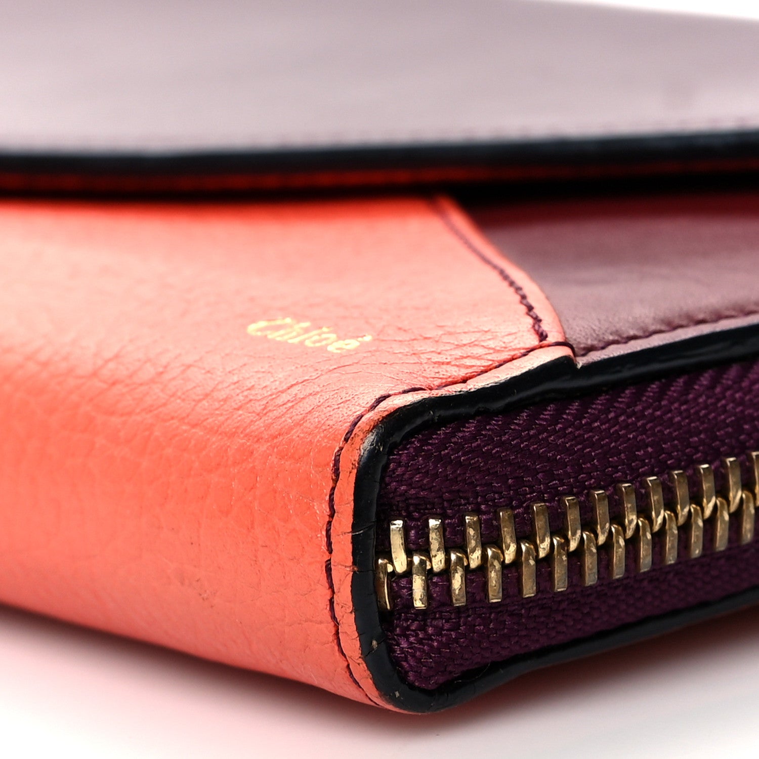 Chloe Calfskin Flap Long Wallet Orange Fizz Burgundy 11 of 12