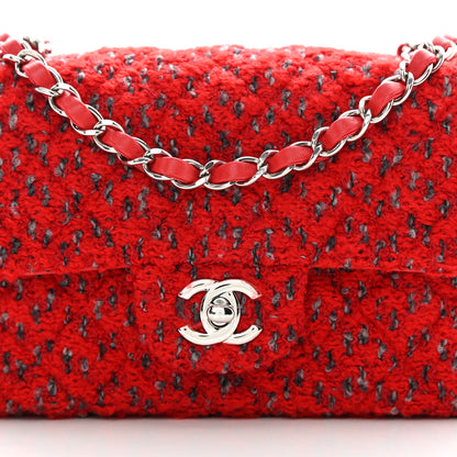 Chanel Tweed Quilted Mini Rectangular Flap Red Grey 8 of 10