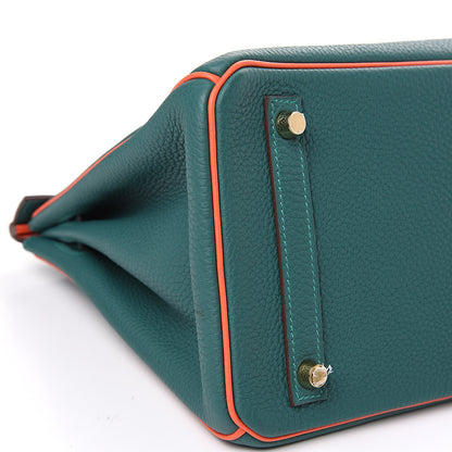 Hermes Togo Horseshoe Birkin 30 Malachite Capucine 8 of 11