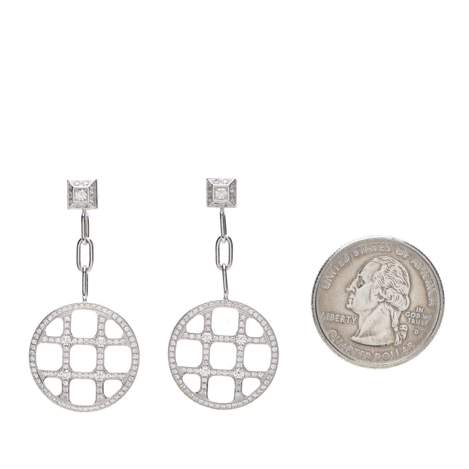 Cartier 18K White Gold Diamond Pasha Drop Earrings 2 of 5