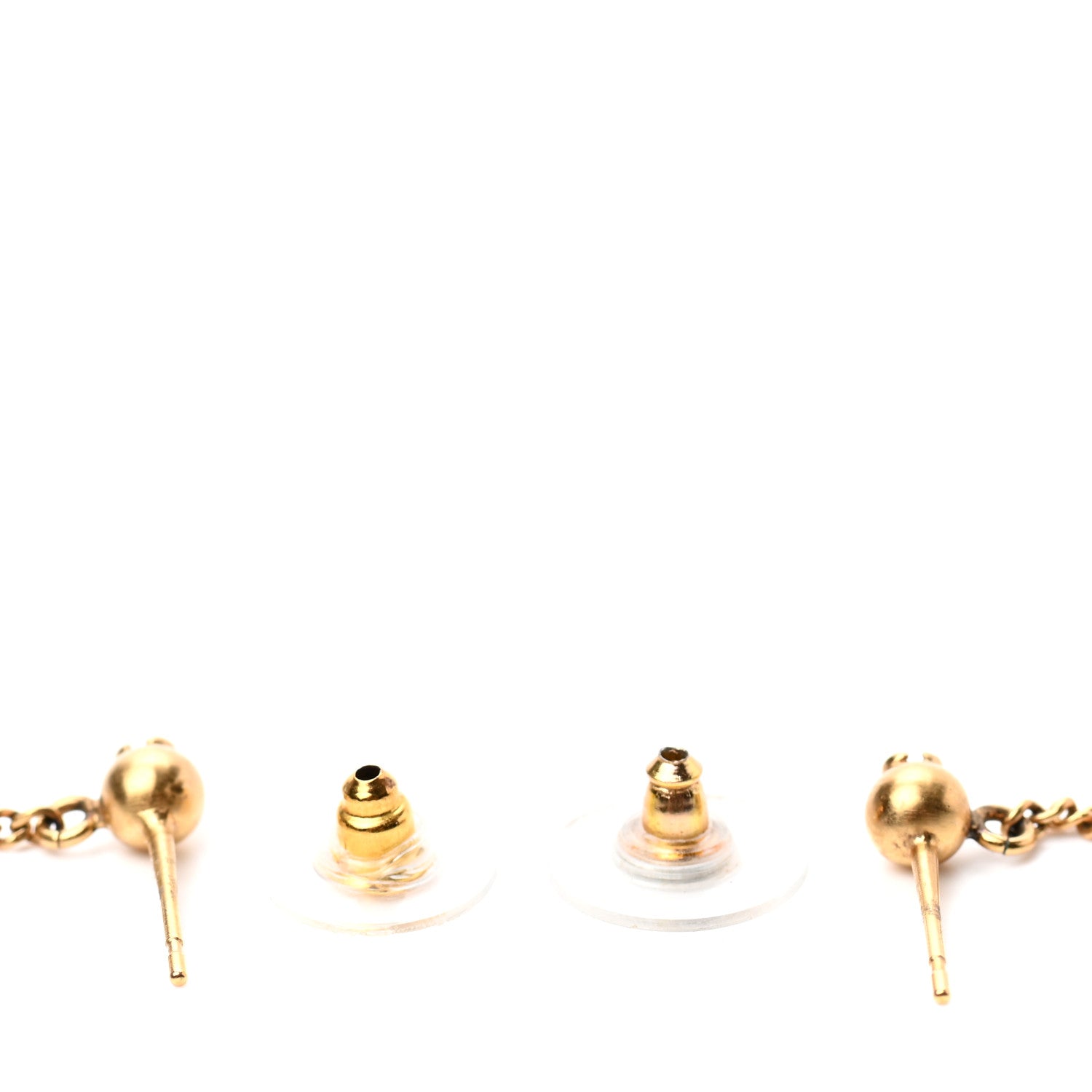 Chanel CC Drop Earrings Matte Gold 3 of 4