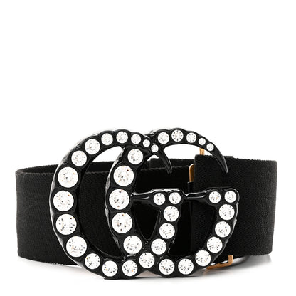Gucci Elastic Crystal Embellished Plexiglass GG Marmont Belt 100 40 Black 1 of 4
