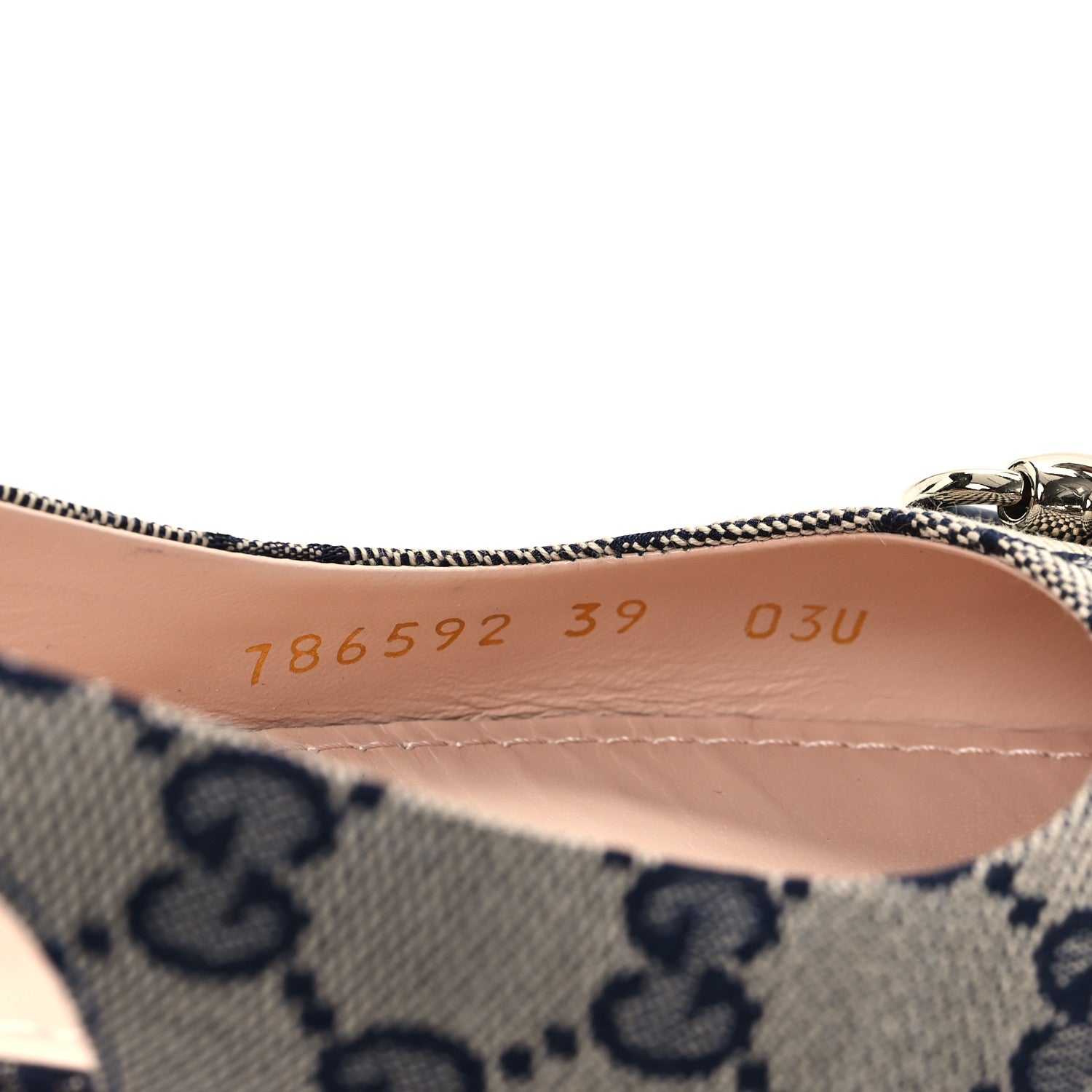 Gucci Monogram Horsebit Womens Slingback Ballet Flat 39 Beige Blue 9 of 10