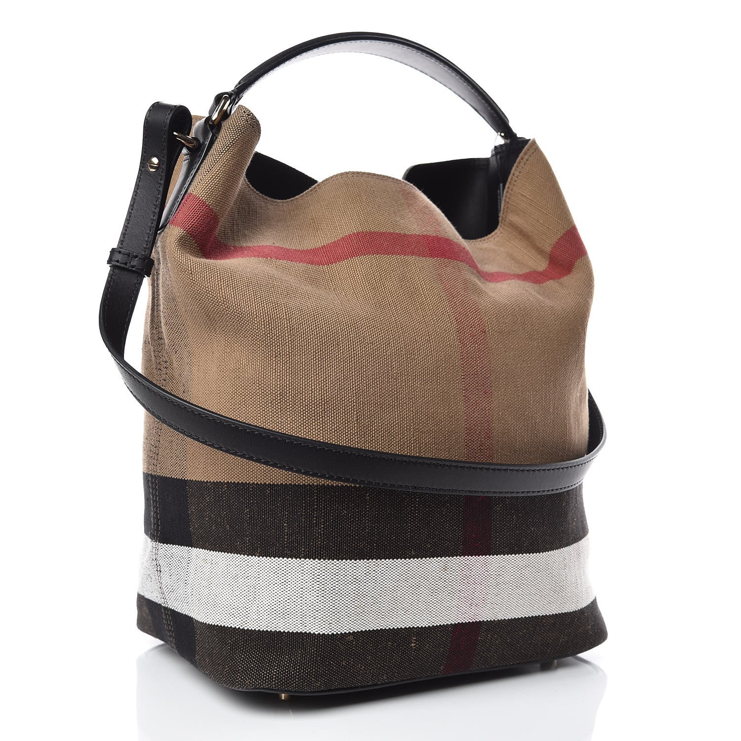 Burberry Canvas Mega Check Medium Ashby Hobo Black 4 of 12