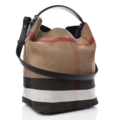 Burberry Canvas Mega Check Medium Ashby Hobo Black 4 of 12