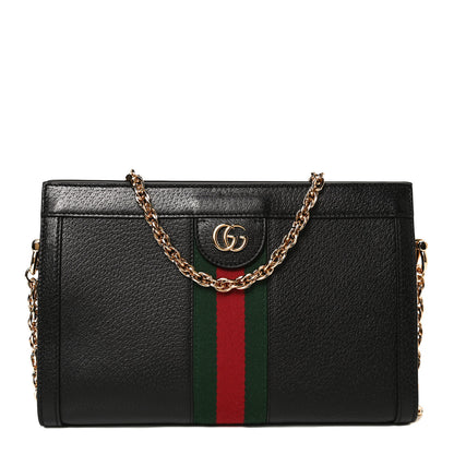 Gucci Calfskin GG Web Small Ophidia Chain Shoulder Bag Black 1 of 11