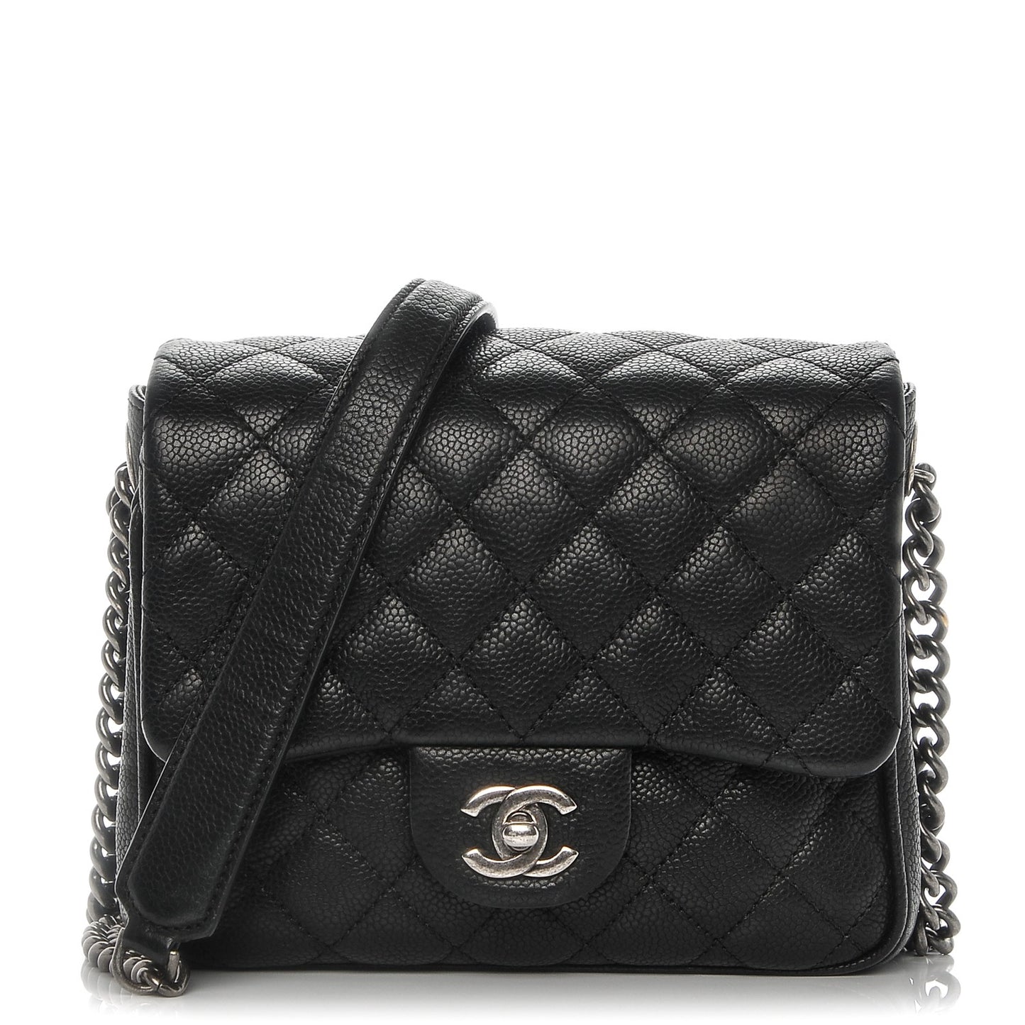 Caviar Quilted Small Rock In Rome Flap Black