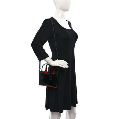 Christian Louboutin Patent Calfskin Spikes Mini East West Cabata Tote Black 2 of 9