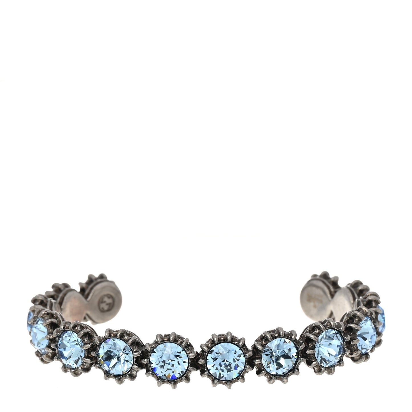 Metal Crystal Cuff Bracelet Aged Silver Blue