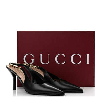 Gucci Malaga Kid 85mm Slingback Pumps 37 Black 10 of 10