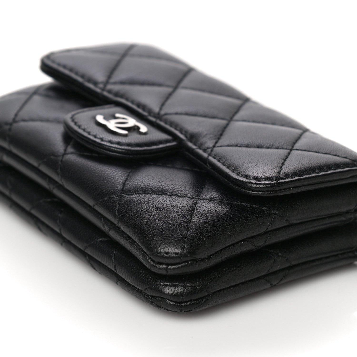 Chanel Lambskin Quilted Zip Card Holder Black 12 of 14