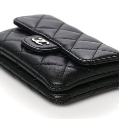 Chanel Lambskin Quilted Zip Card Holder Black 12 of 14