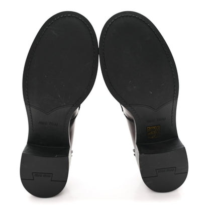 Miu Miu Spazzolato Fume Penny Platform Loafers 38 Porpora 6 of 10