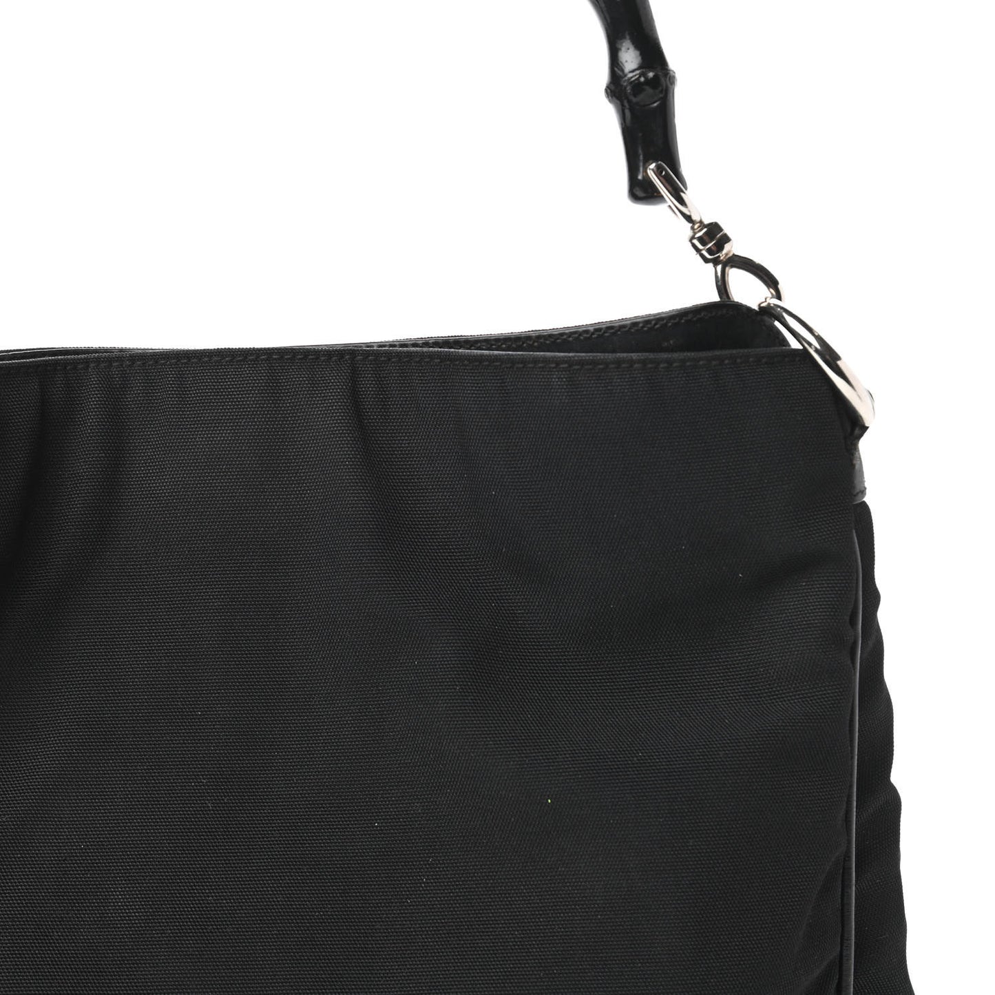 Nylon Bamboo Top Handle Hobo Black