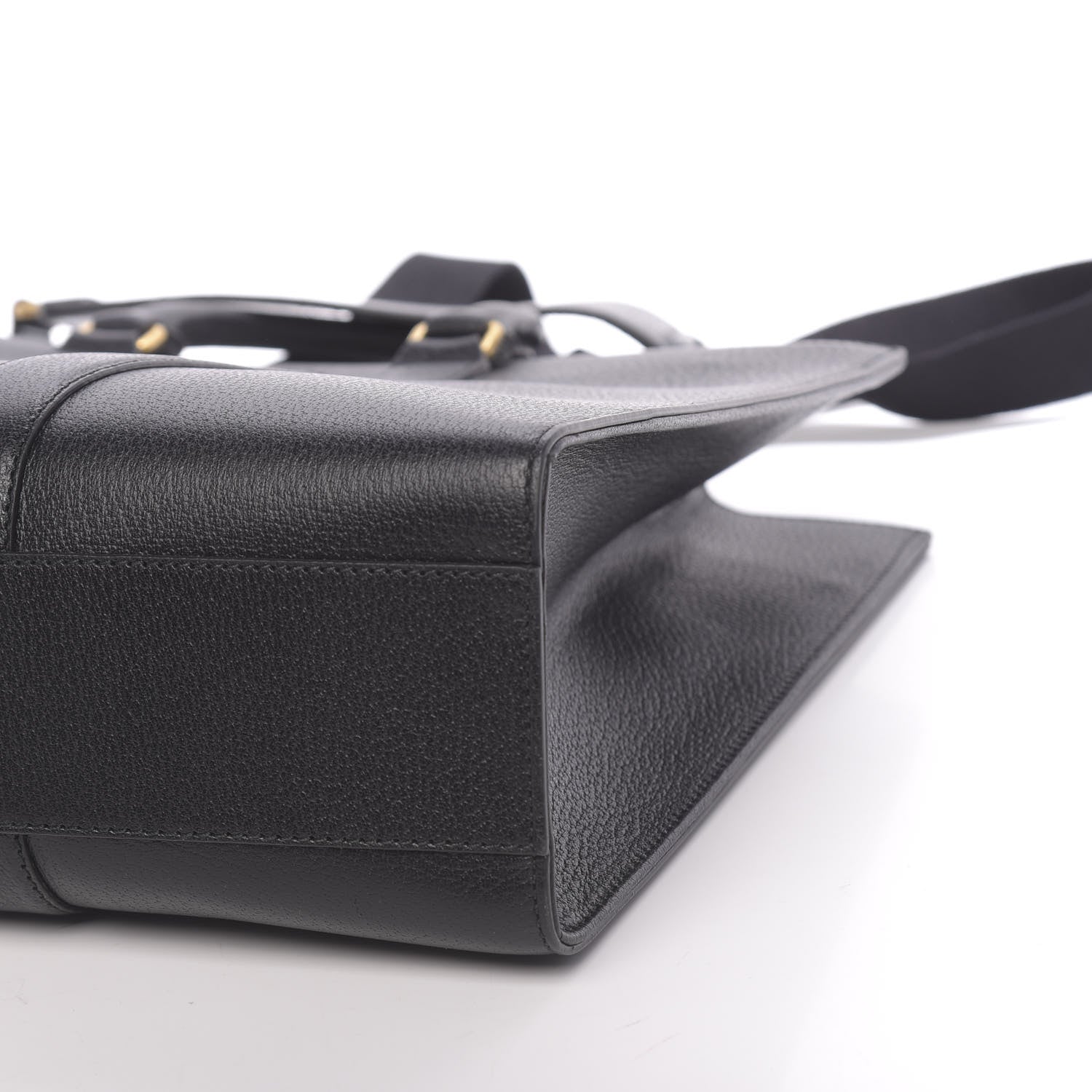 Gucci Grained Calfskin Web Top Handle Tote Black 10 of 10