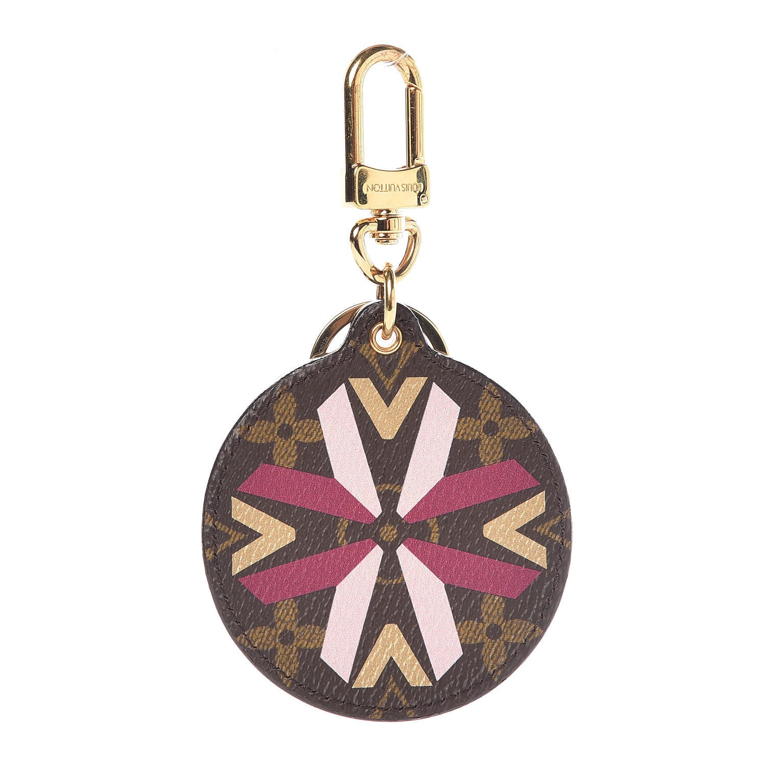 Louis Vuitton Monogram Illustre Multi V Bag Charm Key Ring Fuchsia 1 of 3