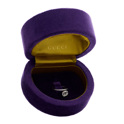 Gucci 18K White Gold Diamond Running G Charm Ring 55 7.25 6 of 6