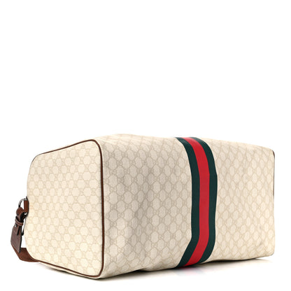 Gucci GG Plus Monogram Web Stripe Large Carry On Duffle Tan 4 of 18