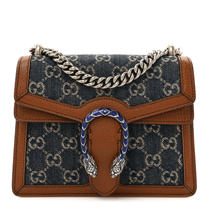 Gucci New Denim GG Monogram Dollar Calfskin Enamel Mini Dionysus Shoulder Bag Blue Tea Cuir Epilog Electric Blue 1 of 12