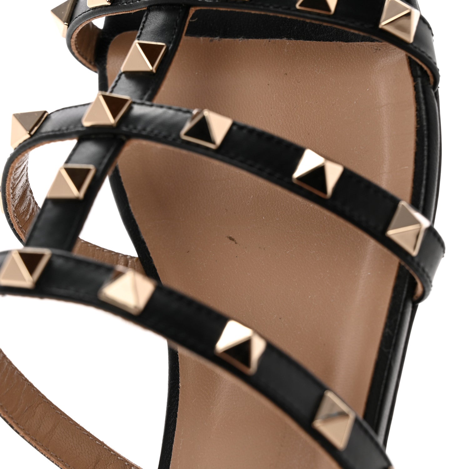 Valentino Garavani Nappa Rockstud Caged Flat Slide Sandals 37.5 Black 14 of 14