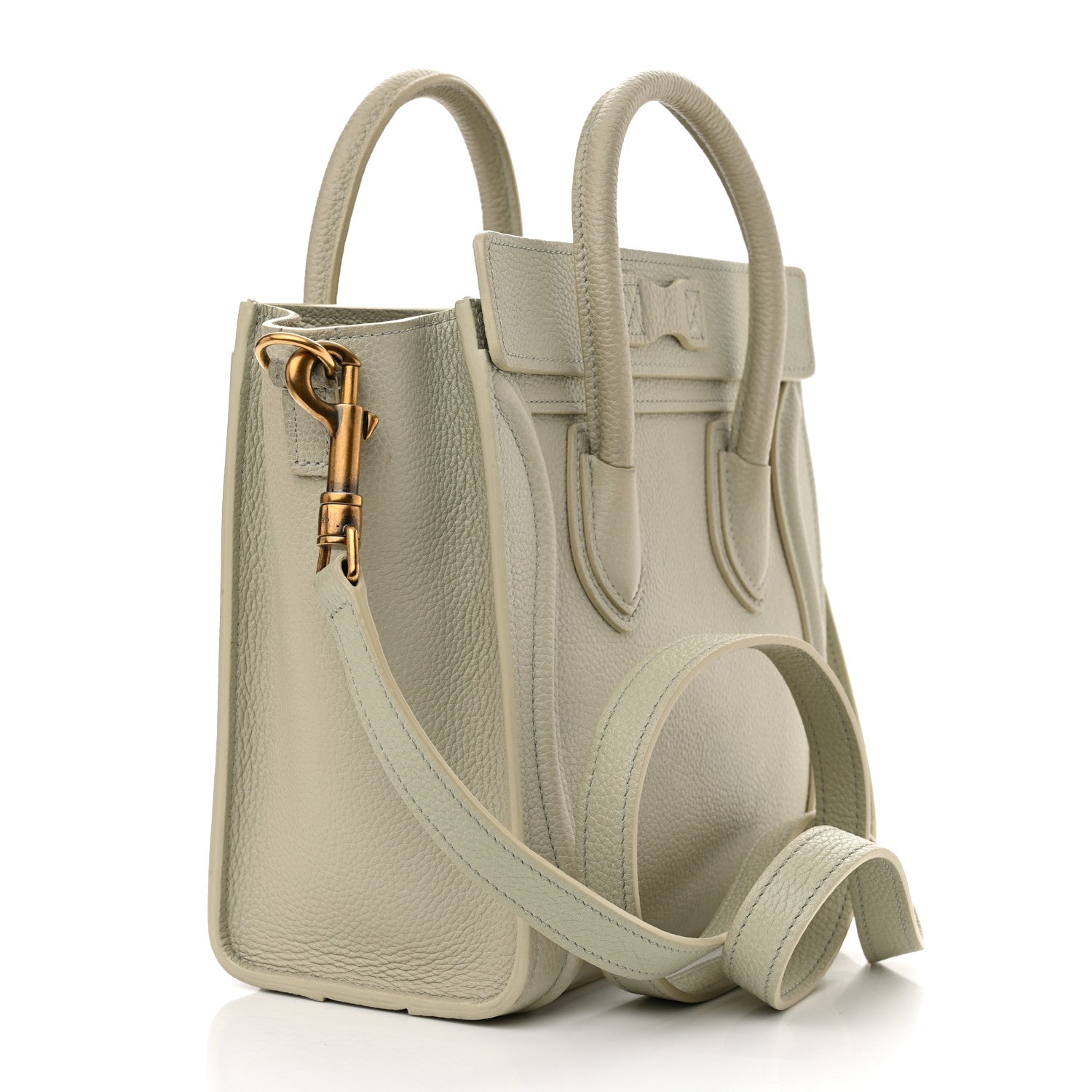 Celine Drummed Calfskin Nano Luggage Vert D'eau 3 of 11