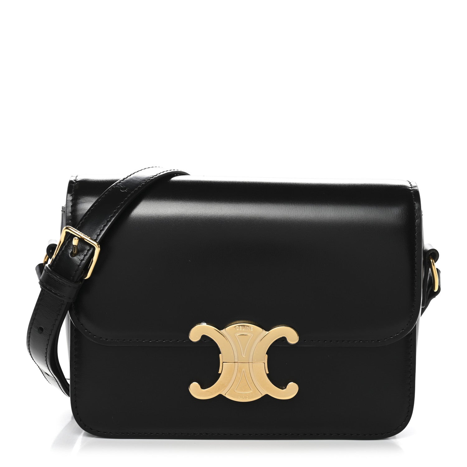 Celine Shiny Calfskin Teen Triomphe Black 1 of 10