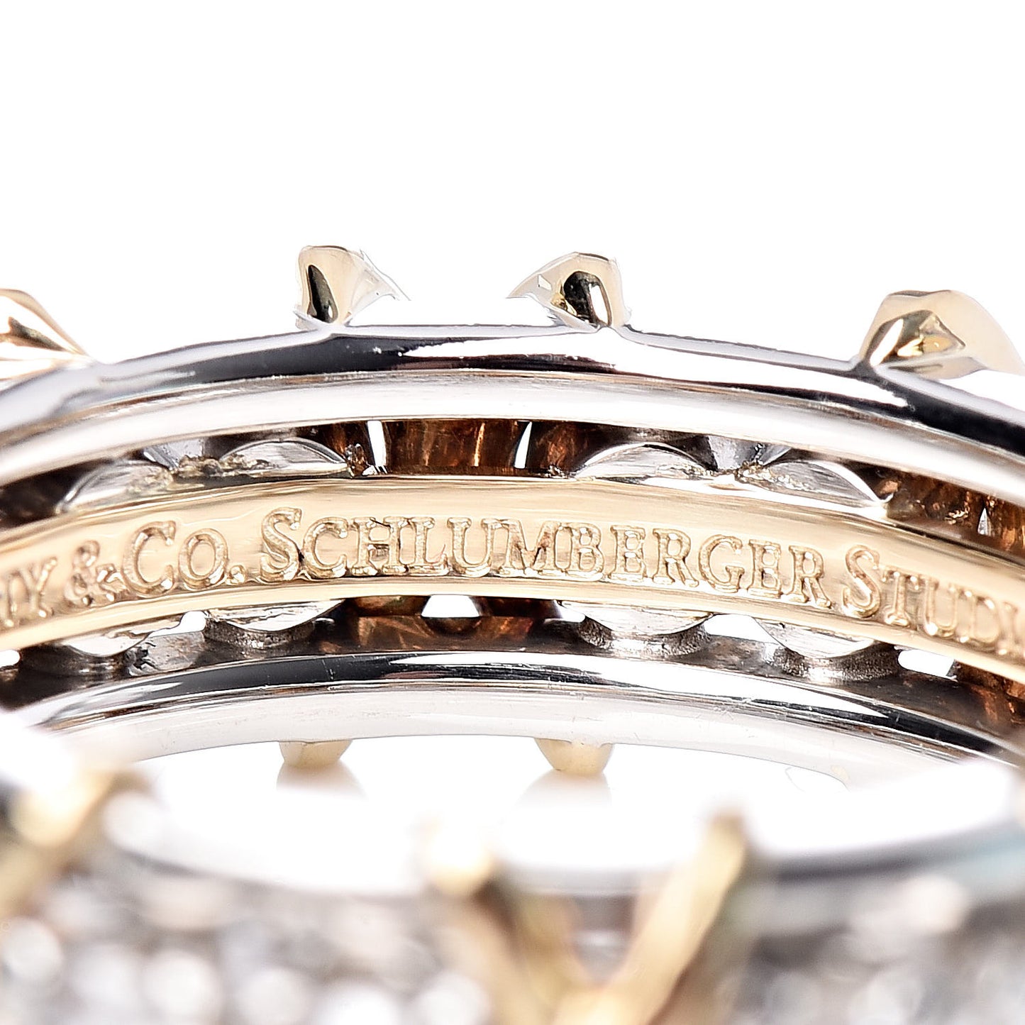18K Yellow Gold Platinum Diamond Schlumberger Sixteen Stone Ring 50 5.5