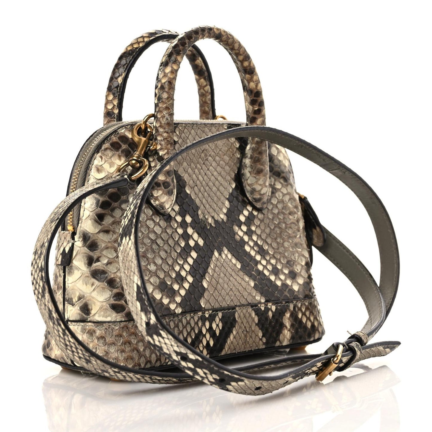 Python Logo XXS Ville Top Handle Bag Black Beige