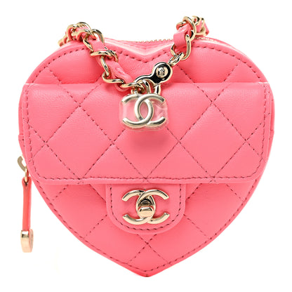 Chanel Lambskin Quilted CC In Love Heart Waist Belt Bag With Chain Pink 1 of 11