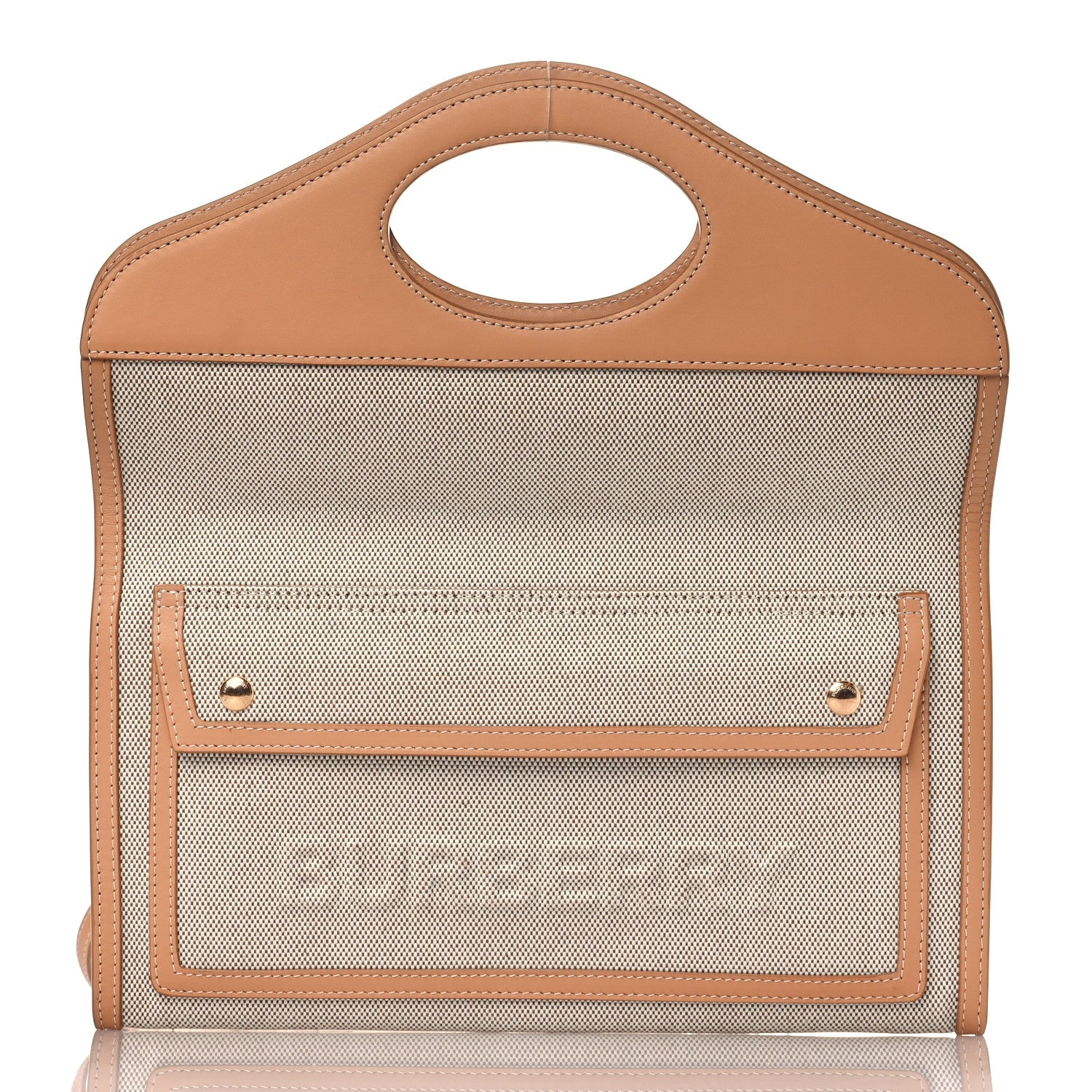 Burberry Canvas Smooth Calfskin Two Tone Pocket Bag Soft Fawn Warm Sand 3 of 9