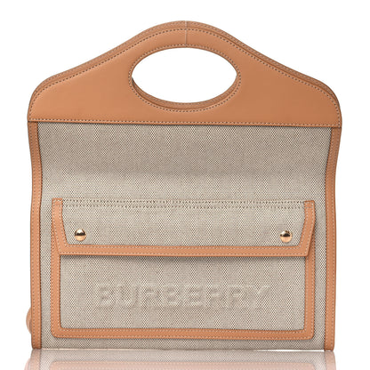 Burberry Canvas Smooth Calfskin Two Tone Pocket Bag Soft Fawn Warm Sand 3 of 9